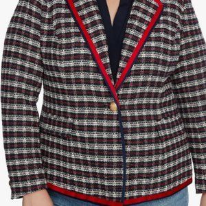 Court & Rowe Plaid Tweed Blazer Jacket in Blue Night size 16W NWT